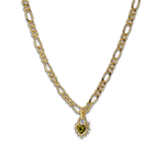 Junk-Jewels-Peridot-Heart-Pendant-Chunky-Figaro-Chain-Necklace-Gold-Plated-Stone