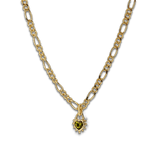 Junk-Jewels-Peridot-Heart-Pendant-Chunky-Figaro-Chain-Necklace-Gold-Plated-Stone