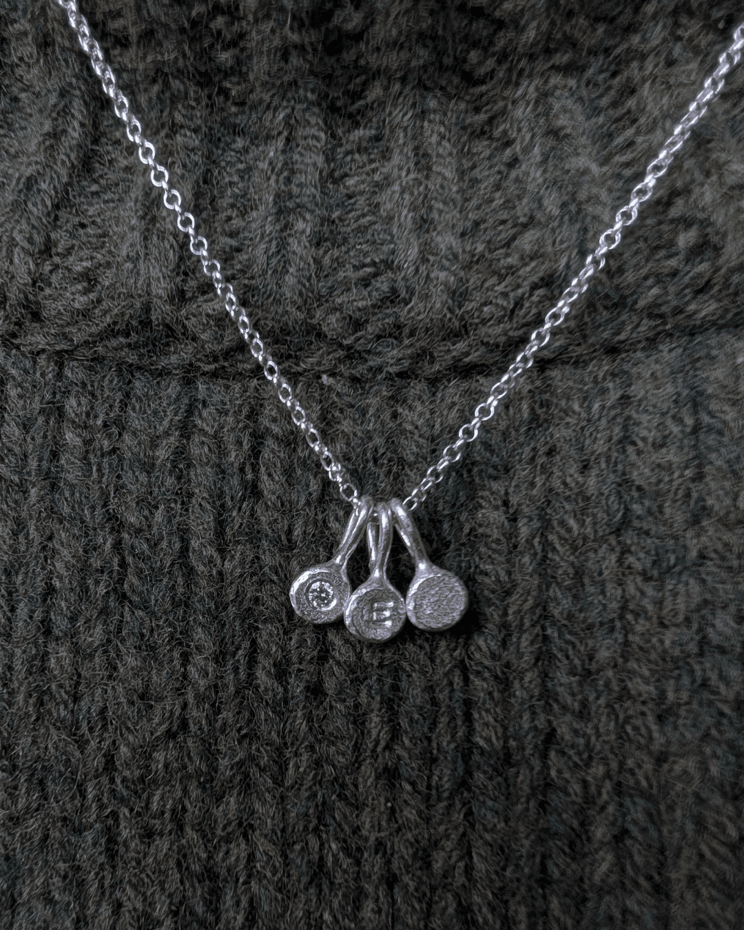 Milly-Maunder-Personalised-Single-Pebble-Nugget-Disc-Pendant-Necklace-Belcher-Chain-Alphabet-Letter-Sterling-Silver