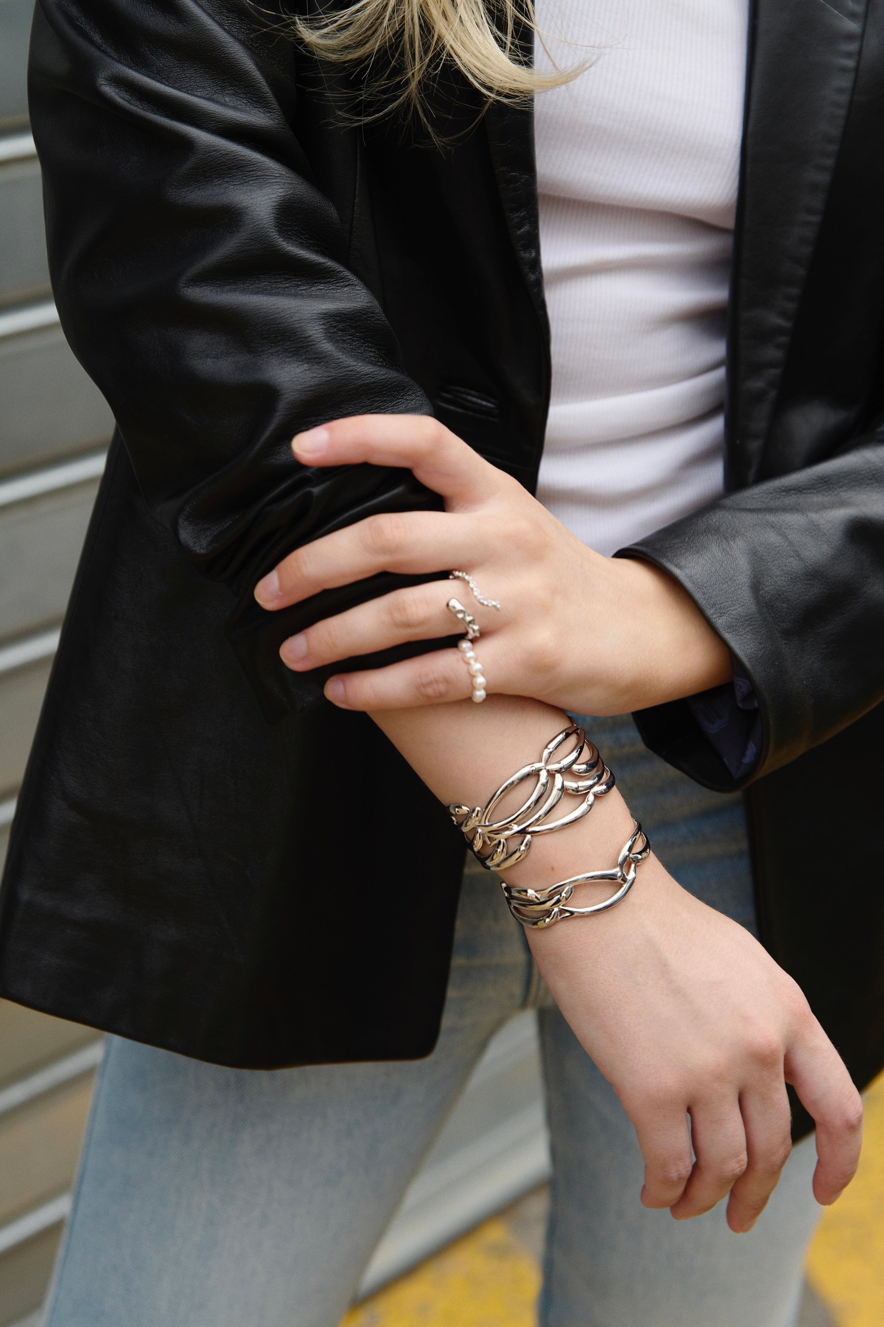 Feggeri-Psari-Coral-Marine-Inspired-Textured-Cutout-Mini-Cuff-Bangle-Bracelet-Sterling-Silver