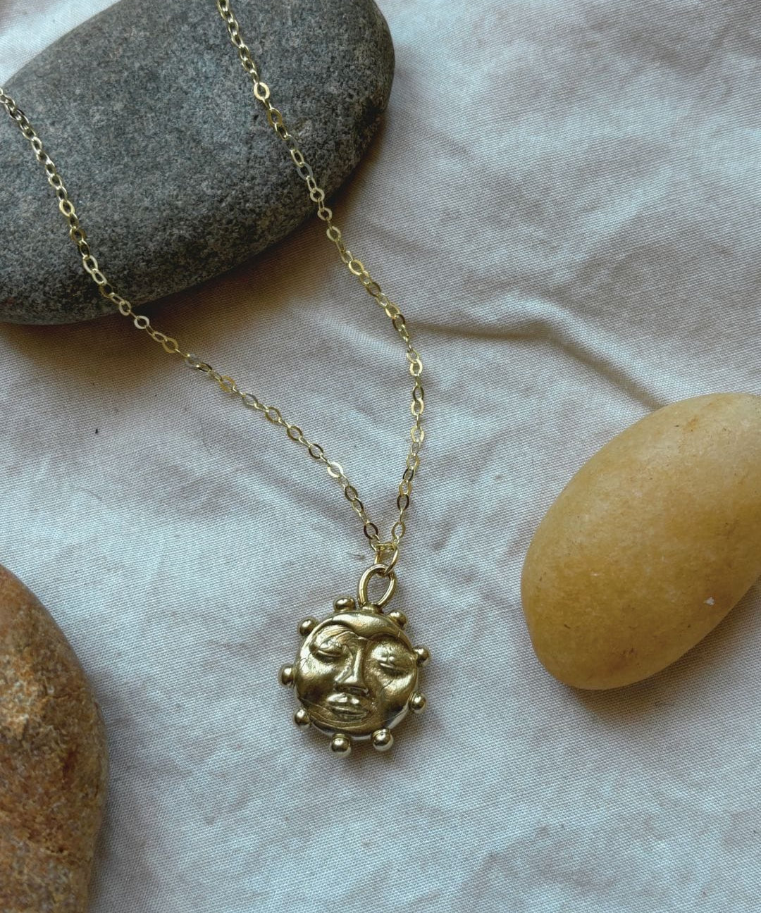 Ra-Necklace-El-Sol-Sun-Beaded-Pendant-Chain-Brass-Sterling-Silver-Handmade-London-Jewellery-Summer-Sunshine-Beach-Design-Kan-Studio