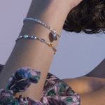 Junk-Jewels-Rainbow-Stone-Multicoloured-Channel-chain-link-rectangle-stone-Bracelet-Gold-Silver