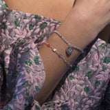 Junk-Jewels-Rainbow-Stone-Multicoloured-Channel-chain-link-rectangle-stone-Bracelet-Gold-Silver