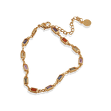 Junk-Jewels-Rainbow-Stone-Multicoloured-Channel-chain-link-rectangle-stone-Bracelet-Gold-Silver