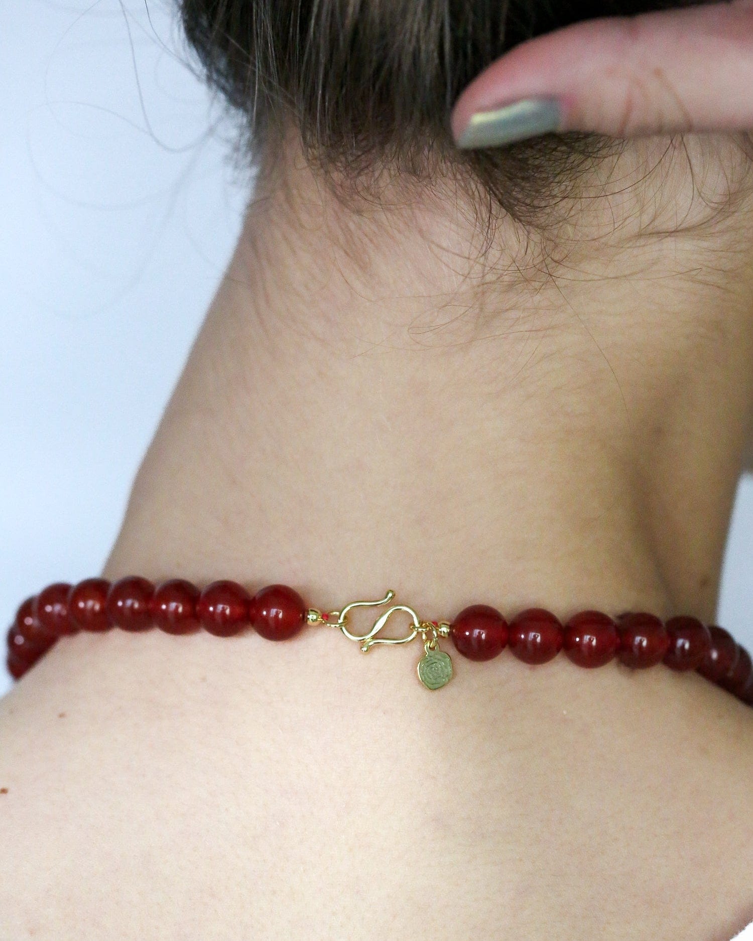 Red Agate Necklace - Golden