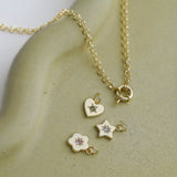 Junk-Jewels-Retro-Multi-Charm-Flower-Start-Heart-Purple-Green-Blue-Gemstone-Stone-Pendant-Chunky-Chain-Necklace-Gold-Silver