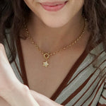 Junk-Jewels-Retro-Multi-Charm-Flower-Start-Heart-Purple-Green-Blue-Gemstone-Stone-Pendant-Chunky-Chain-Necklace-Gold-Silver