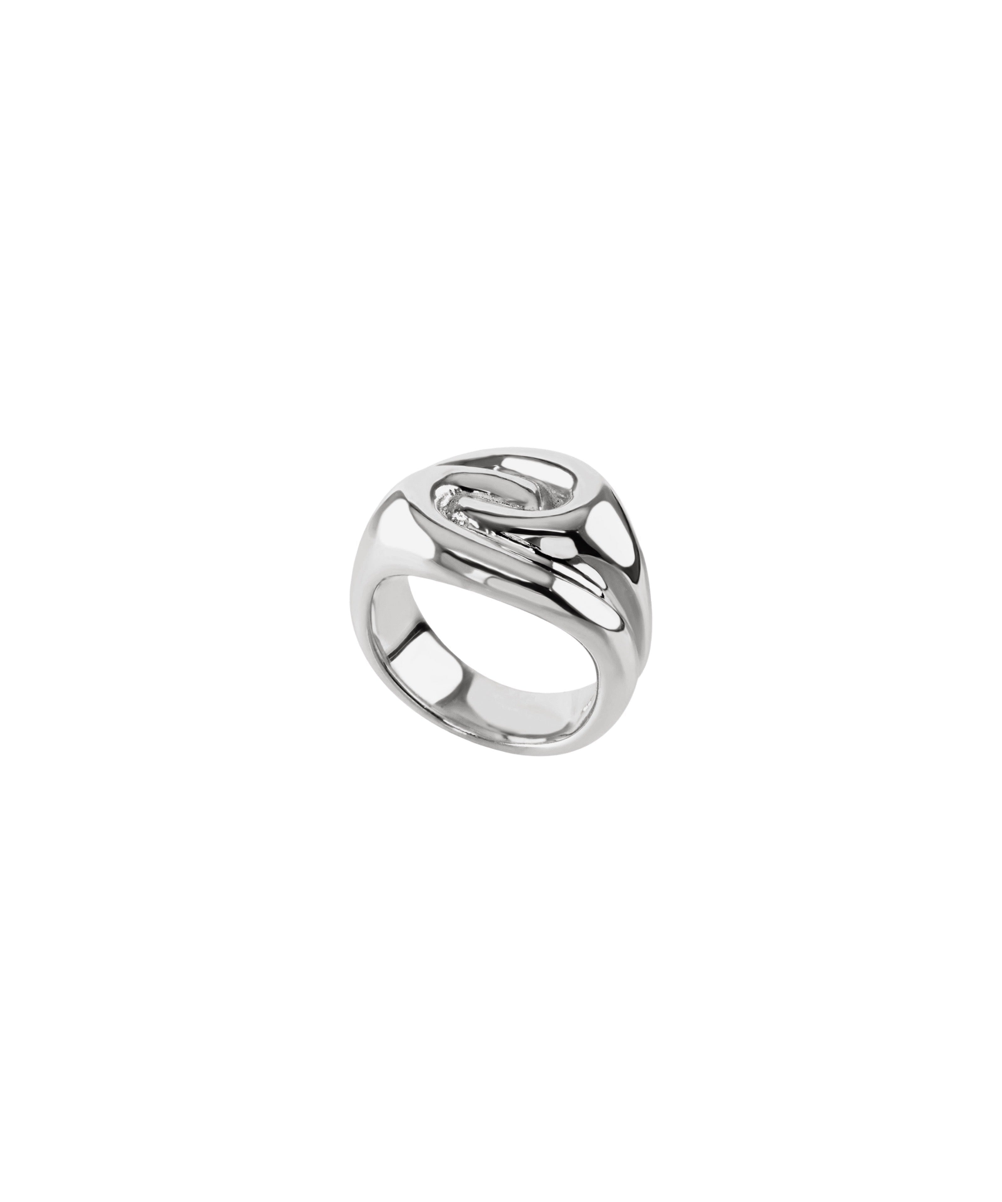 Ruddock-Ravel-riley-statement-cocktail-oversized-ring-fluid-interwoven-bold-chunky-pinky-signet-ring-sculptural-twist-sterling-Silver-demifine-contemporary-jewellery-golden