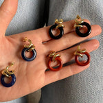 Ruddock-Rollo-Statement-Stud-Drop-Hoop-Earrings-Twist-18ct-Gold-Plated-Onyx-Jasper-Red-Sodalite