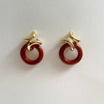 Ruddock-Rollo-Statement-Stud-Drop-Hoop-Earrings-Twist-18ct-Gold-Plated-Red-Jasper