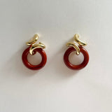 Ruddock-Rollo-Statement-Stud-Drop-Hoop-Earrings-Twist-18ct-Gold-Plated-Red-Jasper