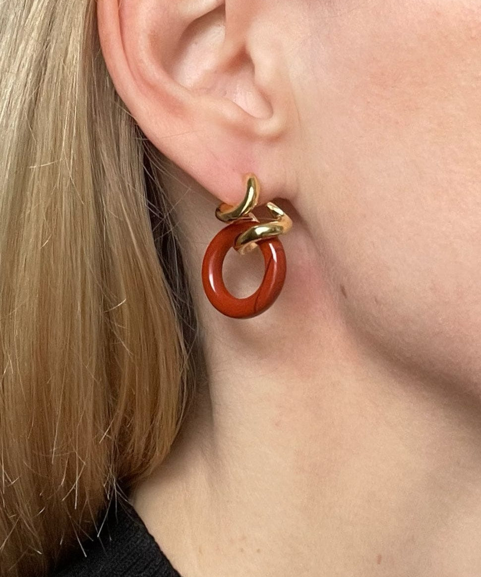Rollo Red Jasper Earrings - Golden