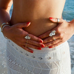Squeeze-London-Rose-of-Sharon-Flower-Two-Part-Hibiscus-Petal-White-Enamel-Statement-Cocktail-Ring-Double-Ring-Sterling-Silver-Gold-Plated-Floral