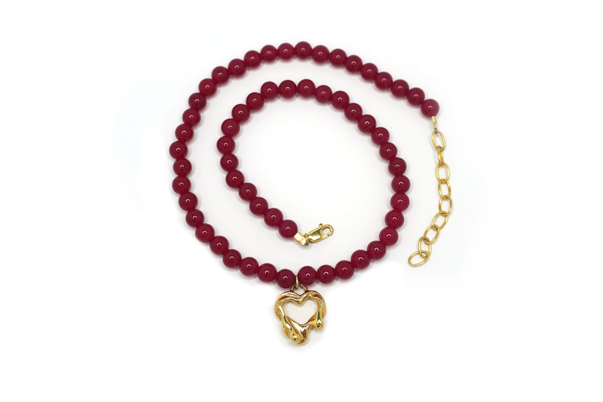 Tilly-Sudsbury-Sad-Girl-Beads-Cherry-Red-Beaded-Necklace-Heart-Pendant-Gold-Vermeil