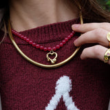 Tilly-Sudsbury-Sad-Girl-Beads-Cherry-Red-Beaded-Neclace-Pendant-Heart-Gold-Vermeil-Stacking-Rings-Snake-Chain