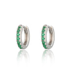 scream-pretty-gold-plated-huggie-hoop-earrings-with-green-diamond-cubic-zirconia-stones-gemstones-sparkly-ear-stack-stacking-earrings-cool-demifine-jewellery-contemporary-uk-brand