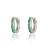 scream-pretty-gold-plated-huggie-hoop-earrings-with-green-diamond-cubic-zirconia-stones-gemstones-sparkly-ear-stack-stacking-earrings-cool-demifine-jewellery-contemporary-uk-brand