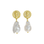 Feggeri-Selene-Earrings-Gold-Vermeil-Baroque-Pearl-Ancient-Vintage-Coin-Summer-Inspired-Ancient-Greece-Jewellery-Drop-Earrings
