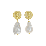 Feggeri-Selene-Earrings-Gold-Vermeil-Baroque-Pearl-Ancient-Vintage-Coin-Summer-Inspired-Ancient-Greece-Jewellery-Drop-Earrings
