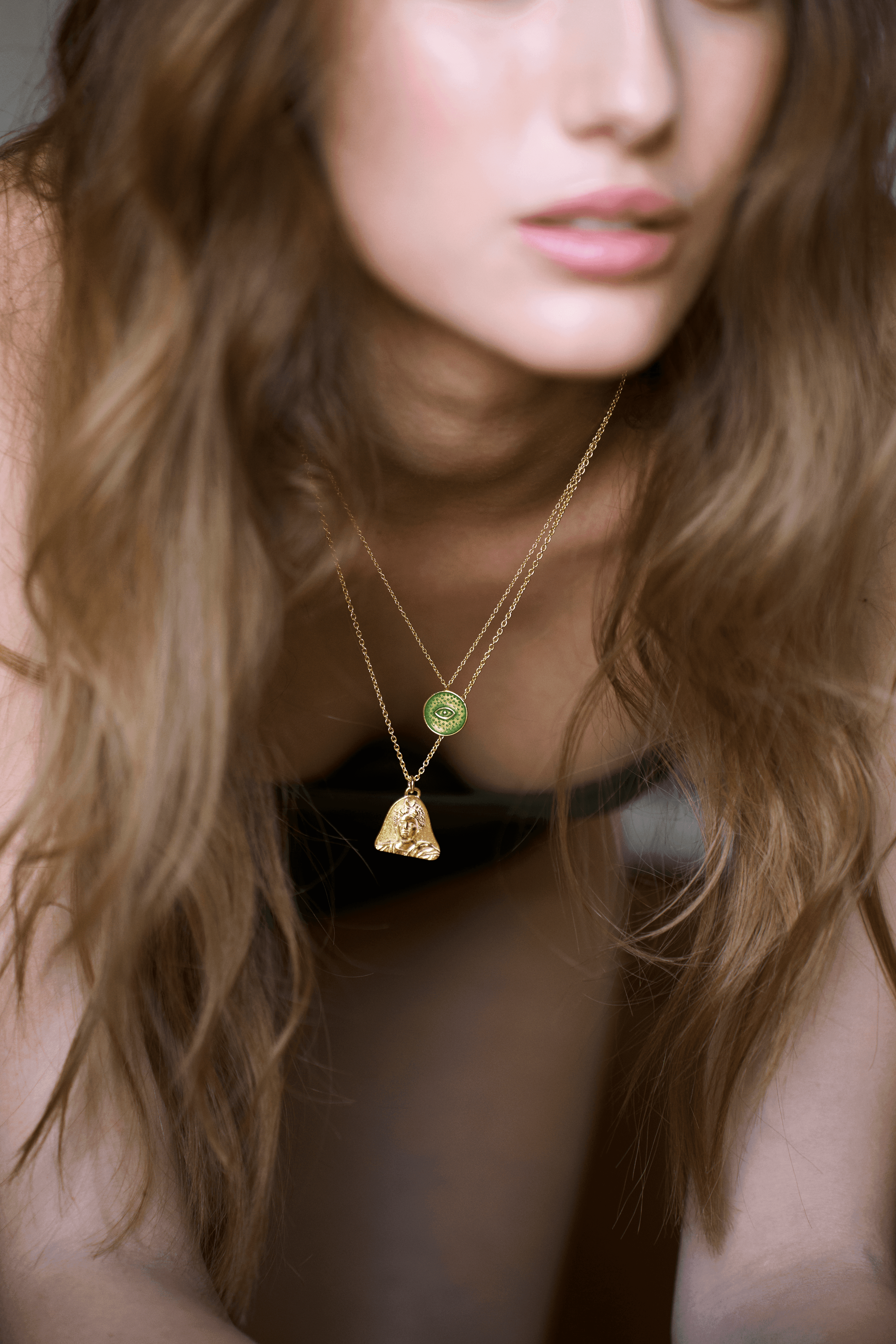 Feggeri-Selene-Pendant-Antique-Goddess-Necklace-Gold-Vermeil-Antique-Vintage-Emblem-Chunky-Statement