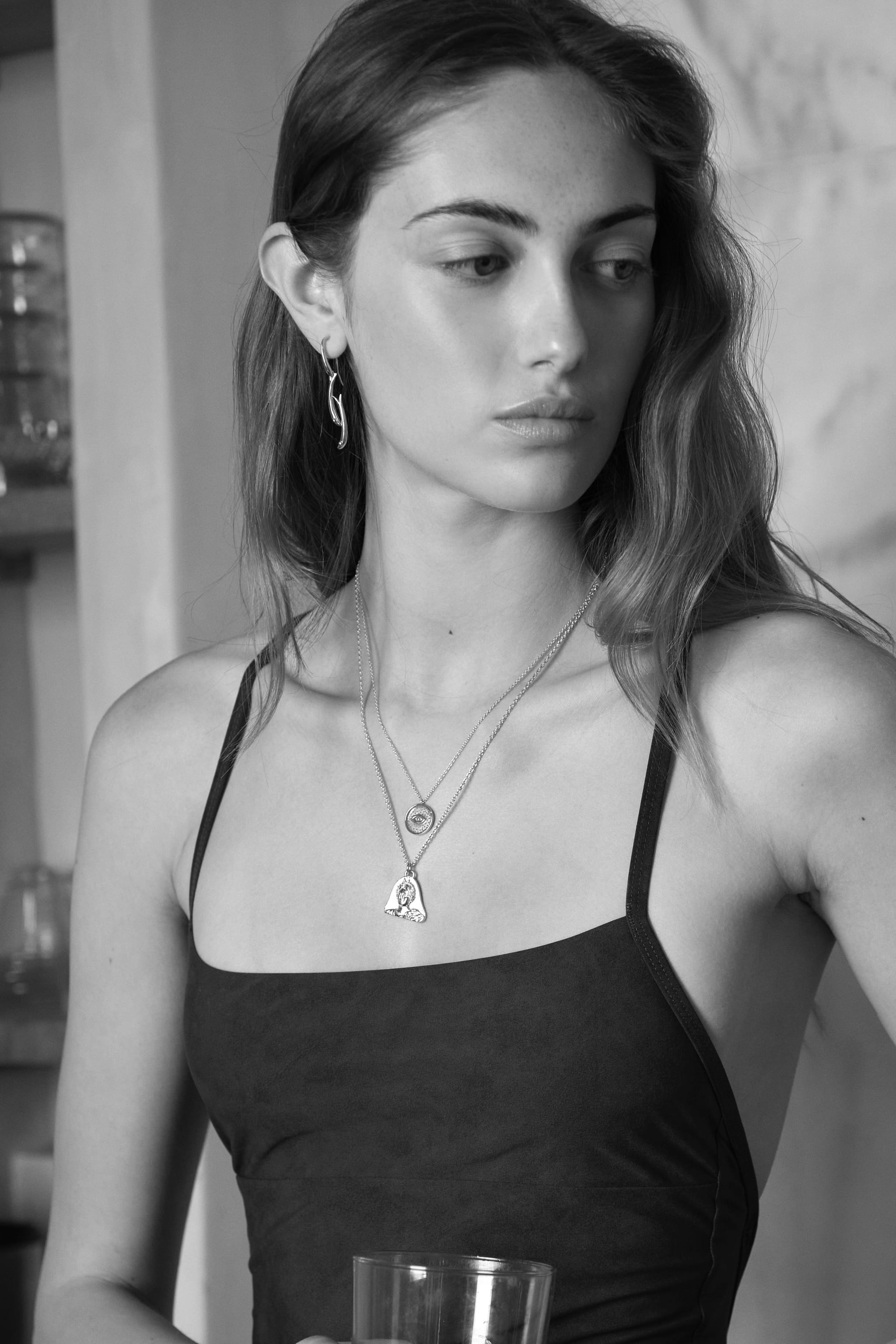 Feggeri-Selene-Antique-Vintage-Style-Ancient-Goddess-Emblem-Chunky-Layering-Pendant-Necklace-Sterling-Silver-Chain