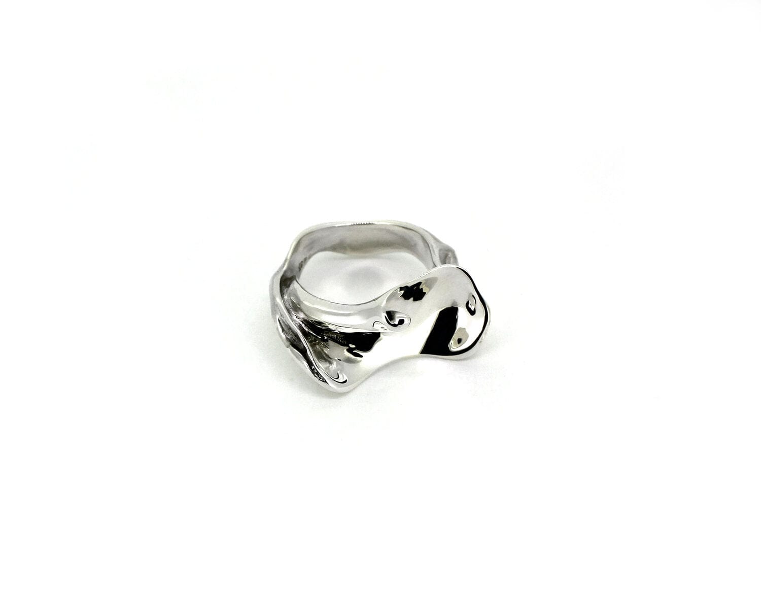Tilly-Sudsbury-Chunky-Sterling-Silver-Shell-Ring-Curved-Molten-Texture-Textured-Statement-Cocktail-Ring