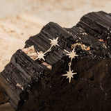 Brushed Silver Double North Star Earrings