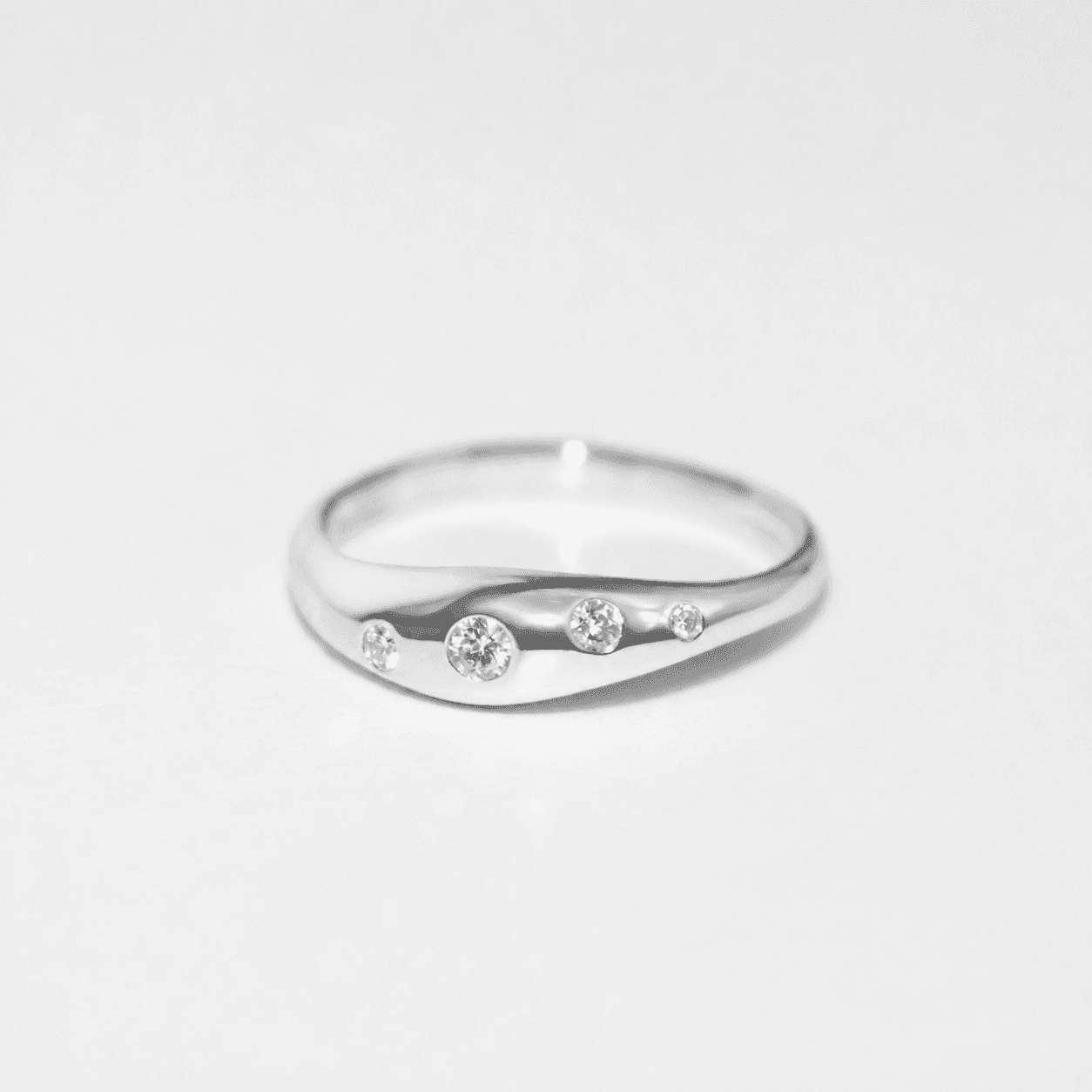 Blume-Jewellery-Sterling-Silver-Wave-Bombe-Ring-Lab-Diamond-Chunky-Statement-Band-Handmade-Contemporary-Cool-Jewellery-UK-5-Stones-Clear1