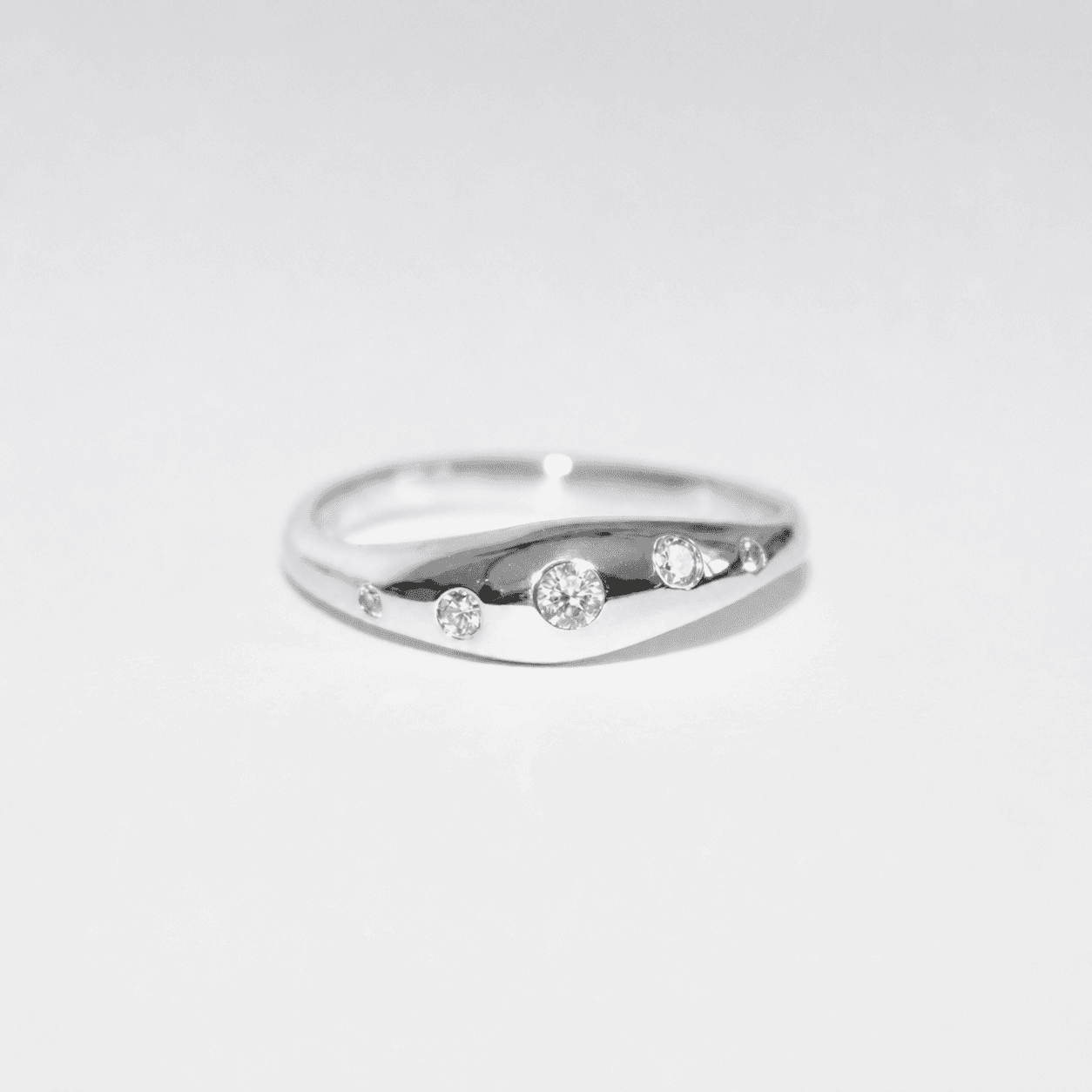 Blume-Jewellery-Sterling-Silver-Wave-Bombe-Ring-Lab-Diamond-Chunky-Statement-Band-Handmade-Contemporary-Cool-Jewellery-UK-5-Stones-Clear