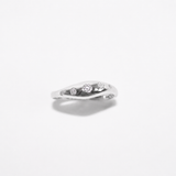 Silver Diamond Wave Bombe Ring
