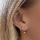 Silver hoop with black sapphires