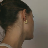 Milly-Maunder-Soleil-sun-disc-beaded edge-textured-circle-coin-hoops-hoop-earrings-rustic-summer-Gold-plated-18ct-jewellery 