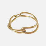 Ruddock-Soma-Bangle-Cuff-Interlocking-Interwoven-Tublar-Scultpural-twisted-clean-lines-forms-modern-statement-bracelet-Sleek-minimal-cool-jewellery-demifine-gold-plated-18ct