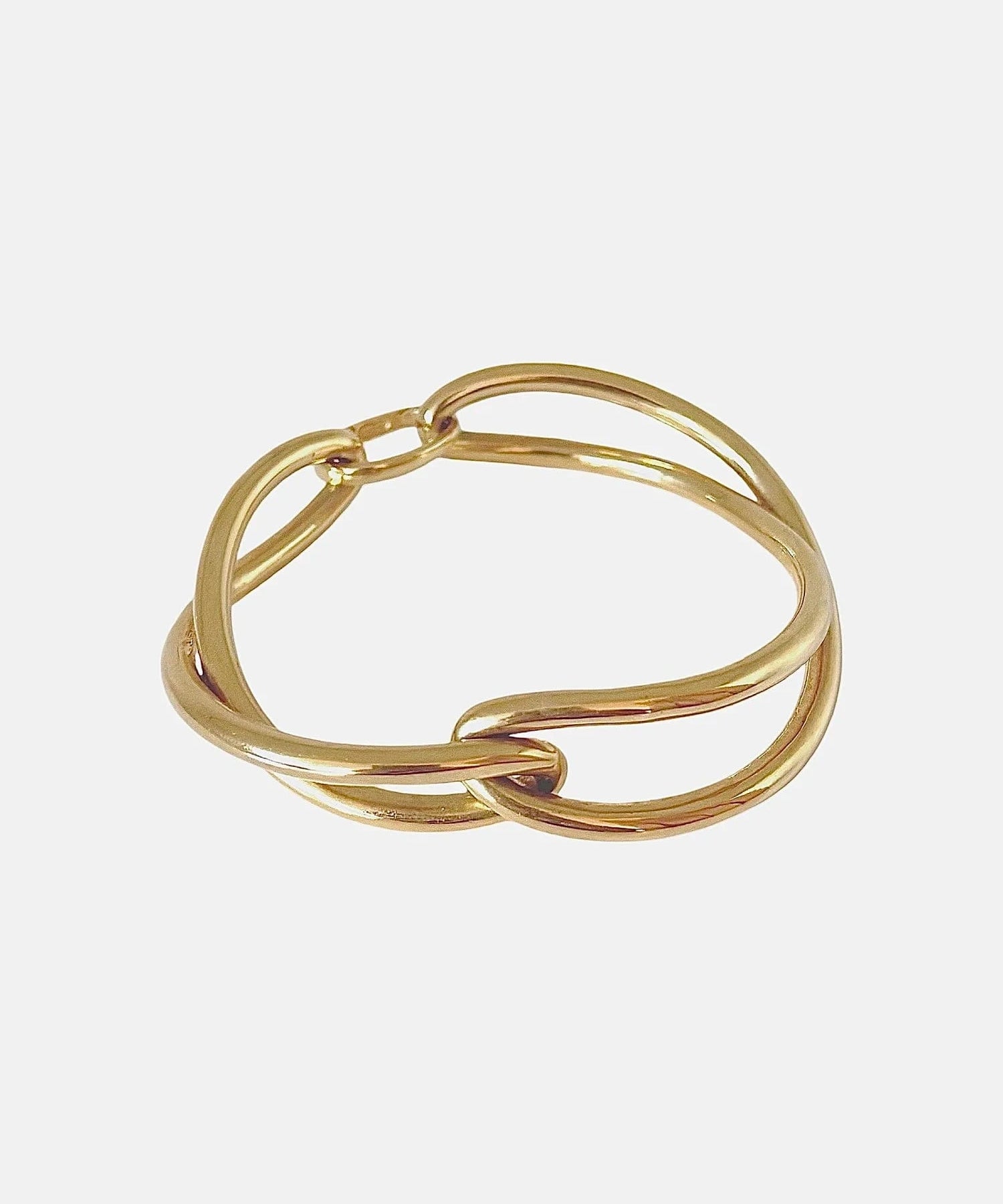 Ruddock-Soma-Bangle-Cuff-Interlocking-Interwoven-Tublar-Scultpural-twisted-clean-lines-forms-modern-statement-bracelet-Sleek-minimal-cool-jewellery-demifine-gold-plated-18ct