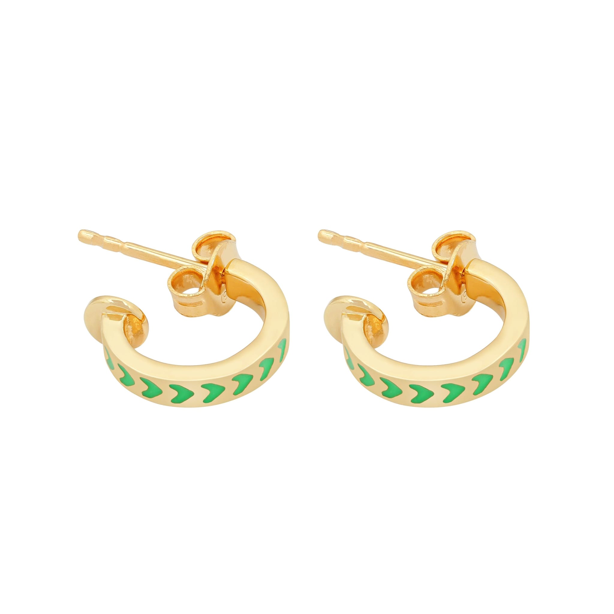 Apres-Youth-Spark-Enamel-Huggie-Hoop-Earrings-Green-Gold-Vermeil