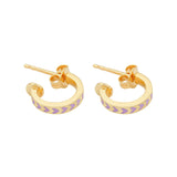 Apres-Youth-Spark-Enamel-Earrings-Purple-Huggie-Hoop-Gold-Vermeil