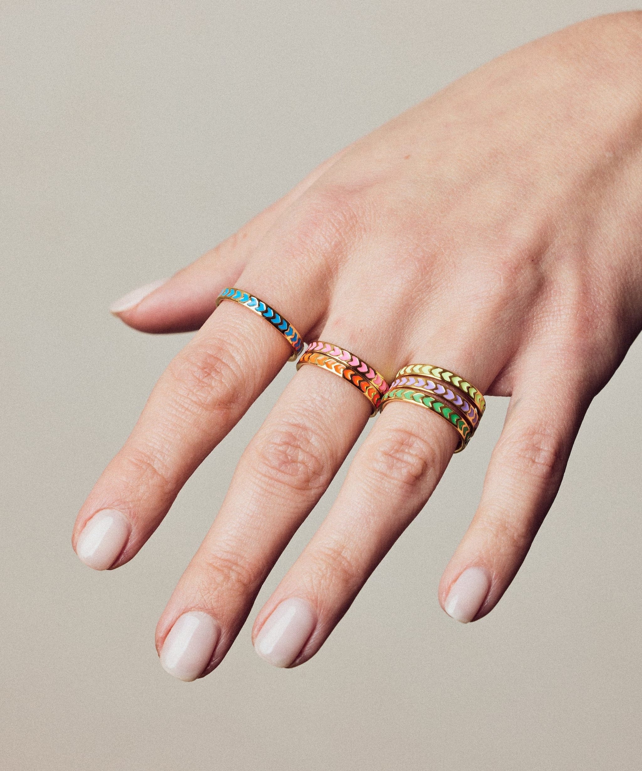 Apres Youth Spark Enamel Rings in Gold Vermeil 