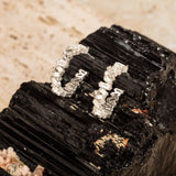 Sparkly Silver Baguette Hoop Earrings