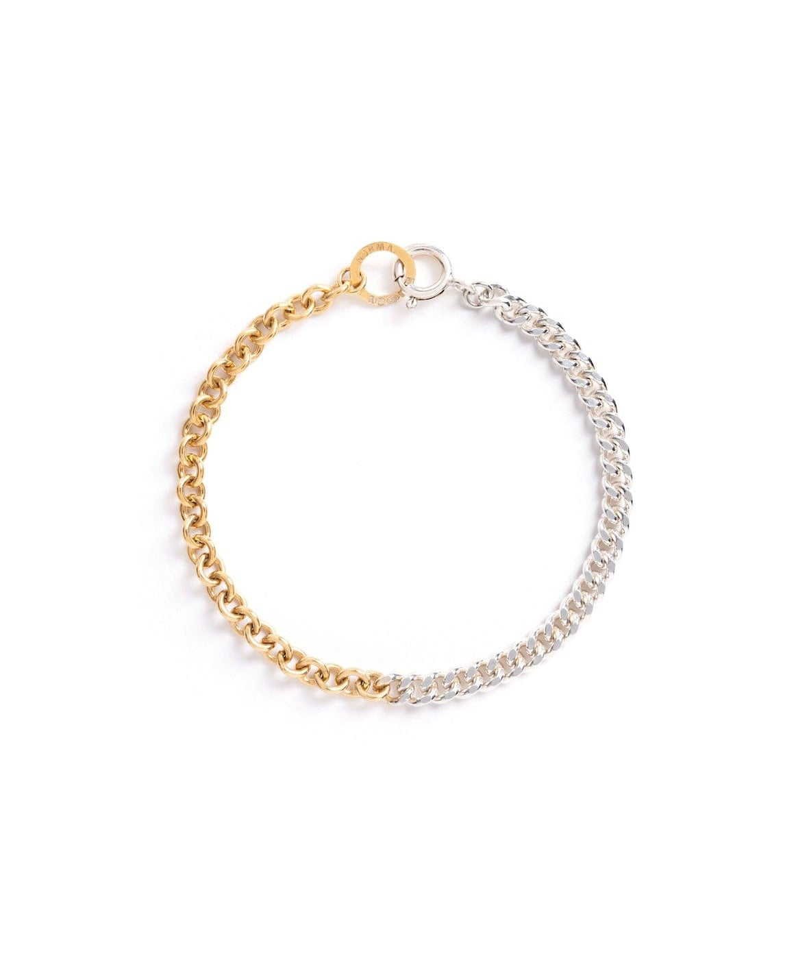 NORMA-Jewellery-Studio-10-Exclusive-Axis-bracelet-sterling-silver-curb-chain-18-ct-gold-vermeil-trace-chain-mixed-metals