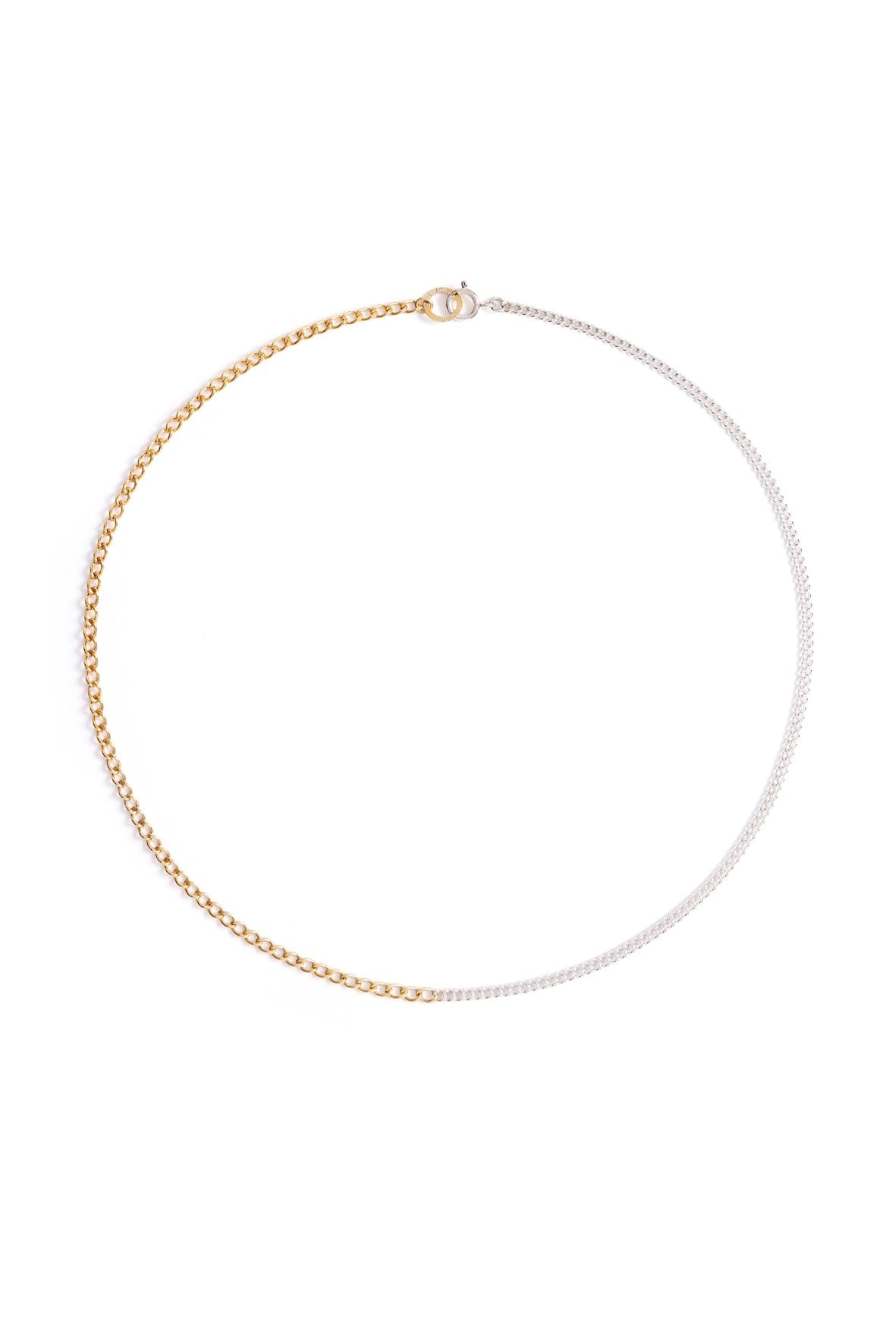 Norma-Jewellery-Drift-necklace-cool-everyday-refined-minimal-mixed-metal-sterling-silver-Belcher-Chain-18ct-gold-vermeil-Filed-Trace-Chain