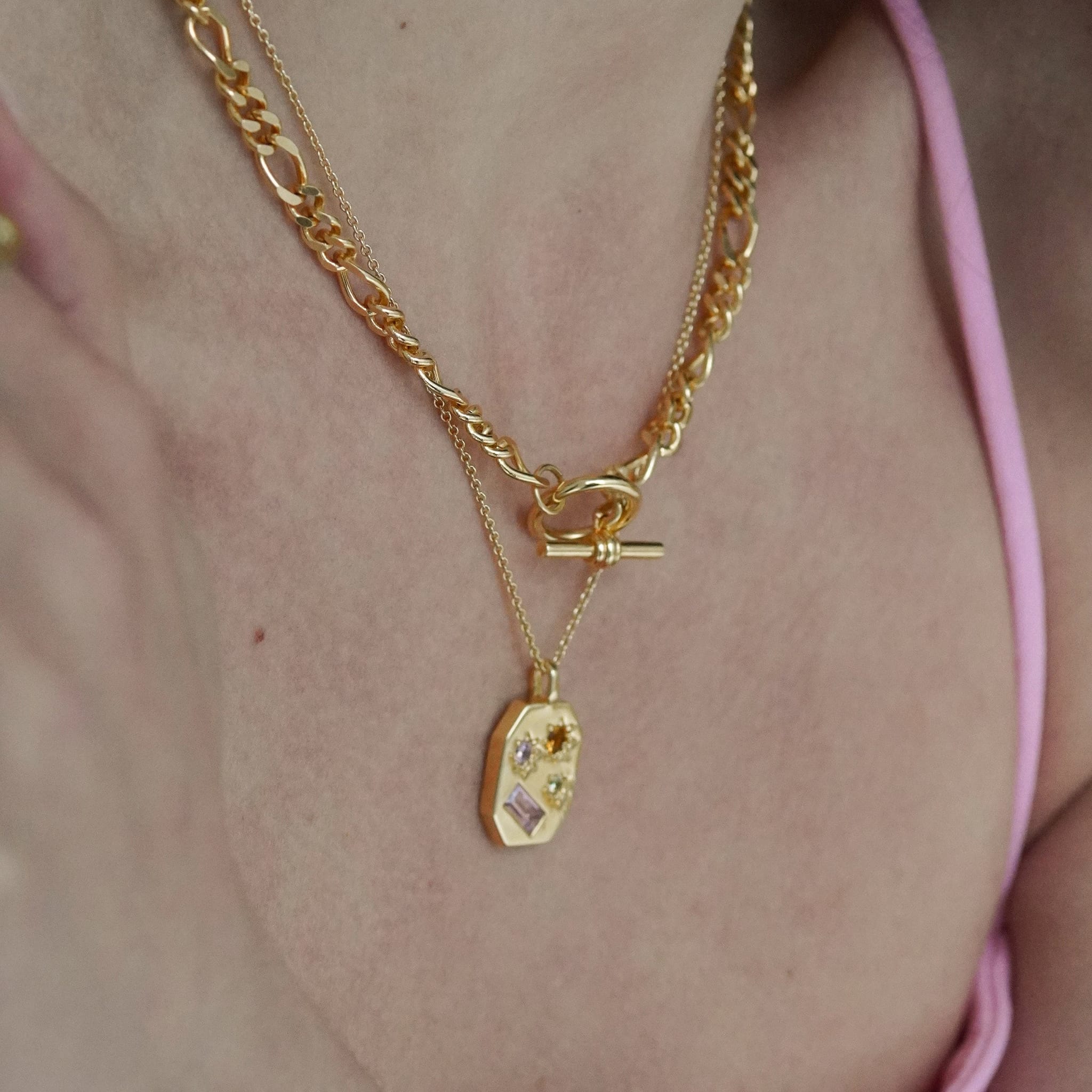 Junk-Jewels-T-Bar-Fastening-Figaro-Chain-Chunky-Gold-Necklace-Silver-Statement-Cool