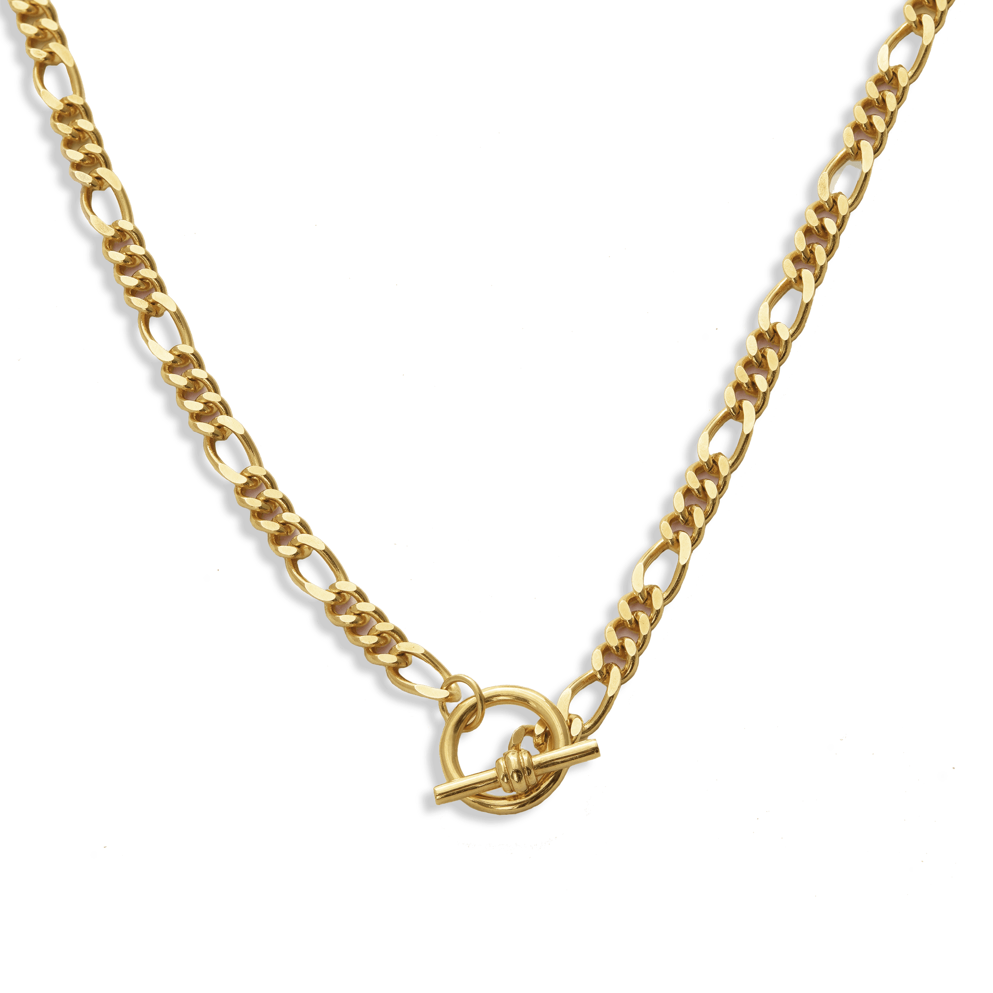 Junk-Jewels-T-Bar-Fastening-Figaro-Chain-Chunky-Gold-Necklace-Silver-Statement-Cool