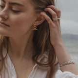 Milly-Maunder-T-Bar-Pendant-Huggie-Earrings-Molten-Texture-Gold-Plated-Everyday-Jewellery-Cool-Organic-Form-Staple-Design-Effortless