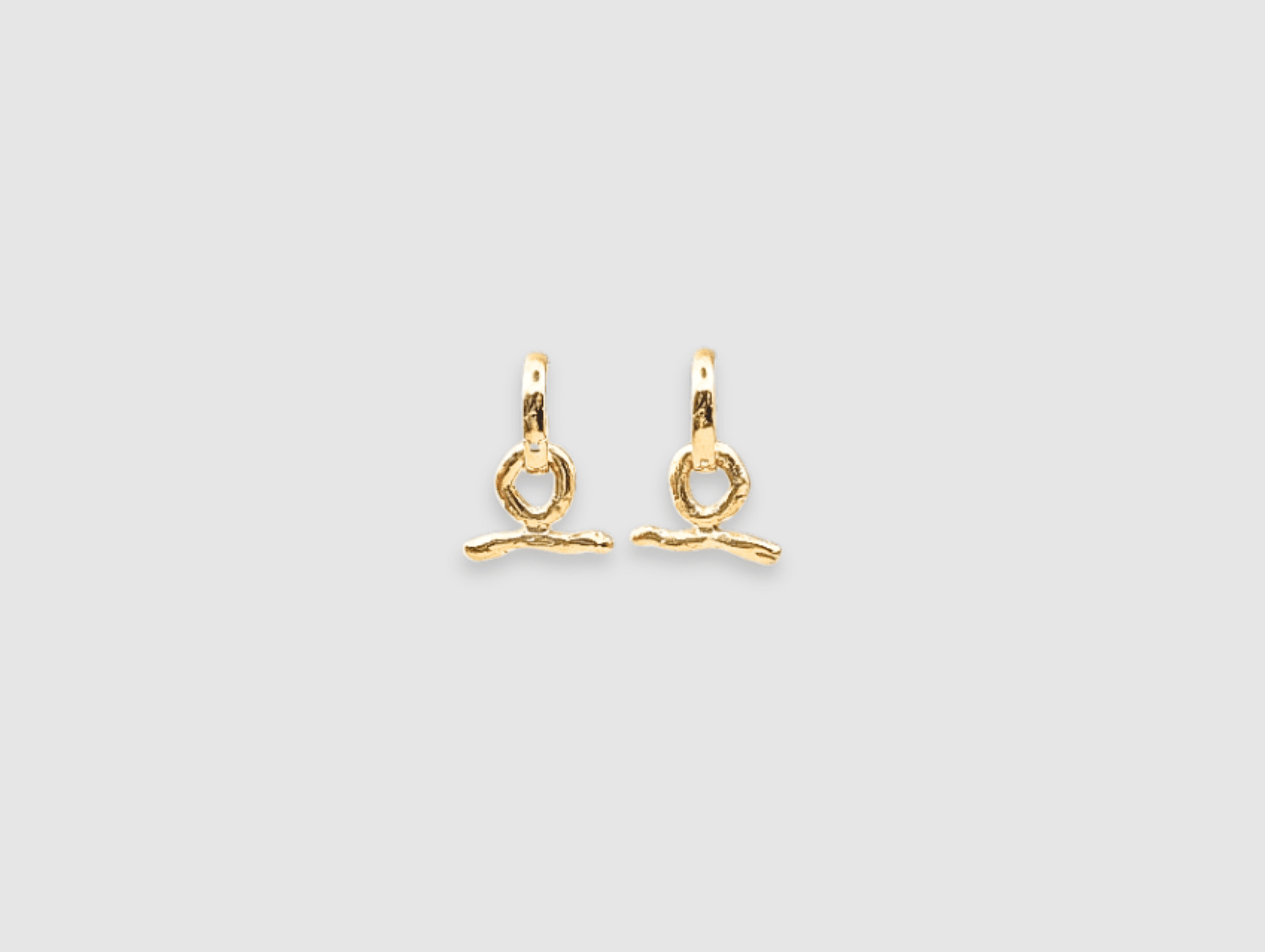Milly-Maunder-T-Bar-Pendant-Huggie-Earrings-Molten-Texture-Gold-Plated-Everyday-Jewellery-Cool-Organic-Form-Staple-Design-Effortless