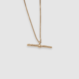 Milly-Maunder-Rustic-Textured-T-bar-Pendant-Necklace-18ct-Gold-Plated-Diamond-Cut-Curb-Chain-Minimal