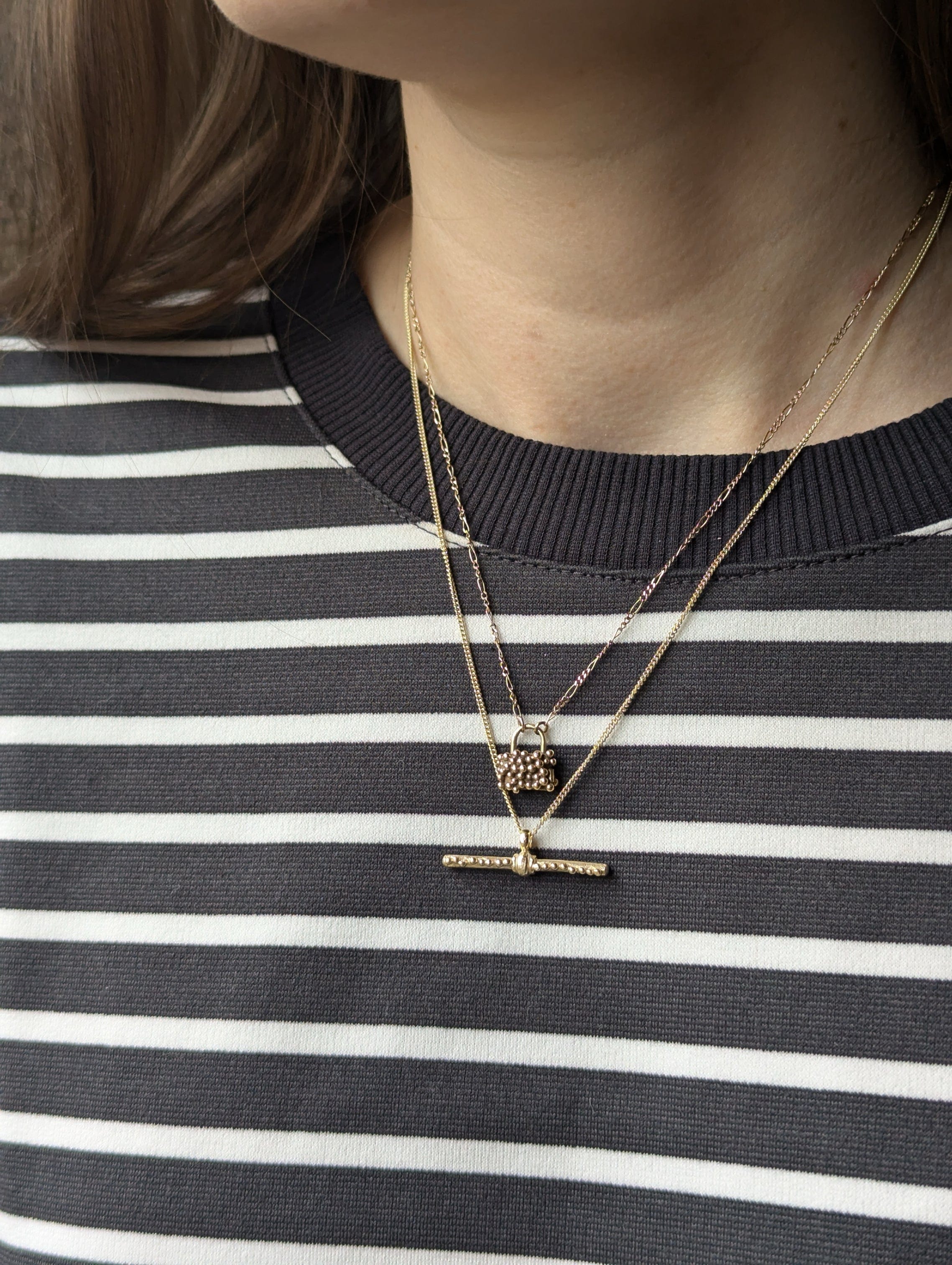 Milly-Maunder-T-Bar-Pendant-Textured-Rustic-Chain-Necklace-9k-Solid-Yellow-Gold-Minimal-Layering