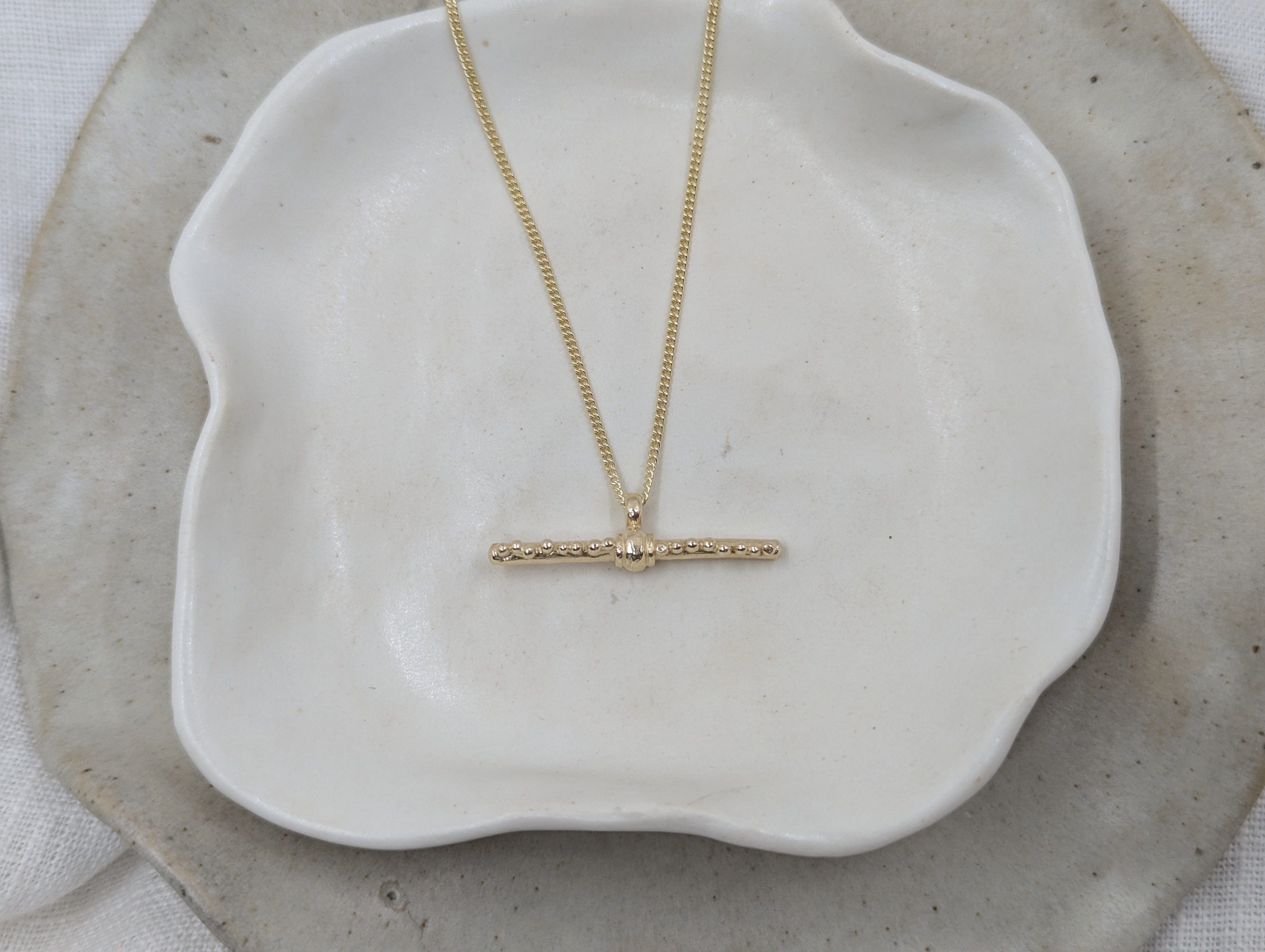Milly-Maunder-T-Bar-Pendant-Textured-Rustic-Chain-Necklace-9k-Solid-Yellow-Gold-Minimal-Layering