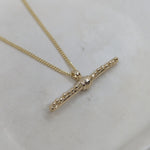 Milly-Maunder-T-Bar-Pendant-Textured-Rustic-Chain-Necklace-9k-Solid-Yellow-Gold-Minimal-Layering