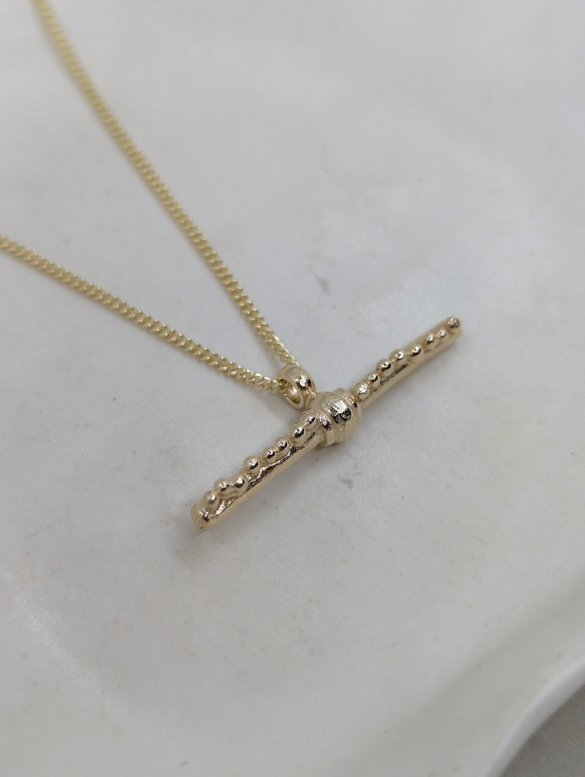 Milly-Maunder-T-Bar-Pendant-Textured-Rustic-Chain-Necklace-9k-Solid-Yellow-Gold-Minimal-Layering