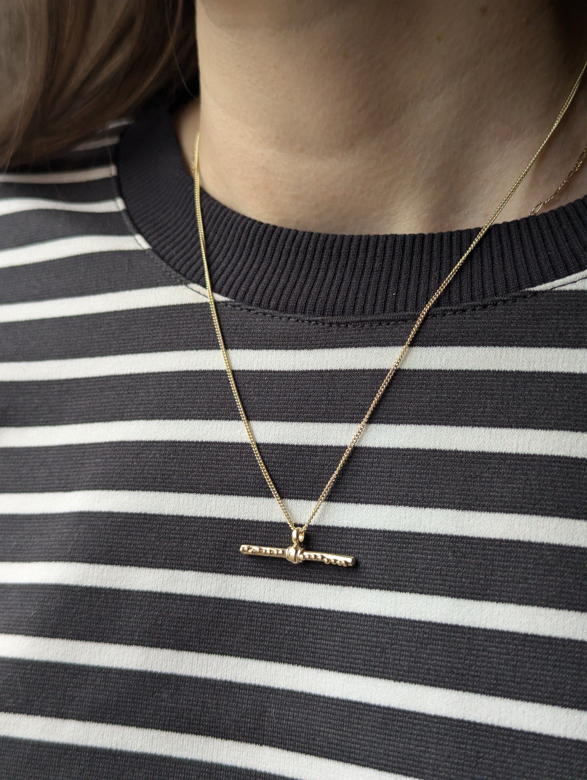 Milly-Maunder-T-Bar-Pendant-Textured-Rustic-Chain-Necklace-9k-Solid-Yellow-Gold-Minimal-Layering
